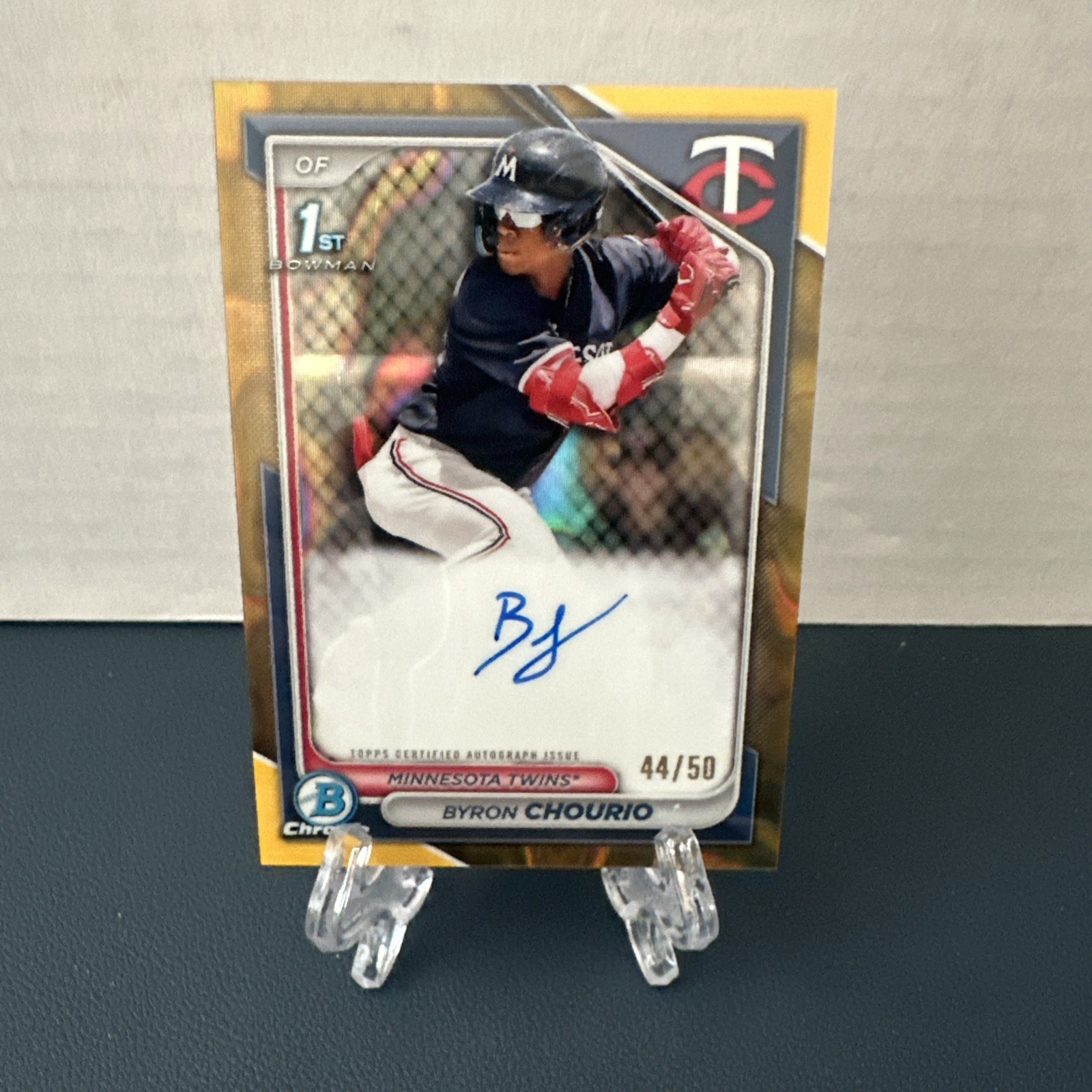 BYRON CHOURIO 2024 BOWMAN CPA-BCH CHROME AUTO GOLD REFRACTOR 1ST PROSPECT 44 /50
