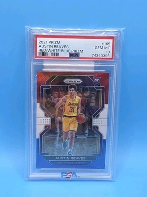 Austin Reaves (RC) PSA 10 Panini Prizm Red, White and Blue LA 