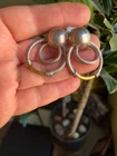 VTG MEXICO TWO TONE EAR RINGS MARKED 925 STERLING SILVER EARRINGS