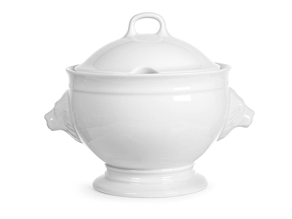 White Porcelain Soup Tureen With Lid 2.7 Liters Home