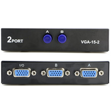 2 in 1 Out 2 Port VGA Switch - Press Button Two Way Video Switch for PC TV Monit