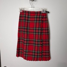 Vintage St Michael UK Girls Royal Stewart Tartan Kilt Wrap Skirt Age 11 Plaid