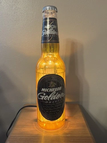 Vintage Michelob Golden Draft Light Up Beer Bottle Display Backlit Sign Plastic