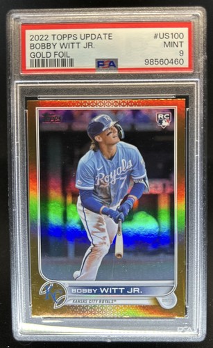 2022 Topps Update Bobby Witt Jr. RC Gold Foil Rookie #US100 Royals PSA 9