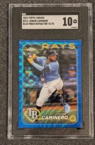 2024 Topps Chrome - Junior Caminero #213 Blue Wave Refractor 75/75 1/1 Bookend