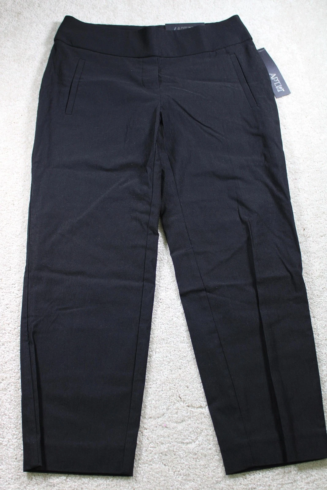 APT 9 Capri Pants Womens 4 Black Mid Rise Stretch Office Career Straight Leg