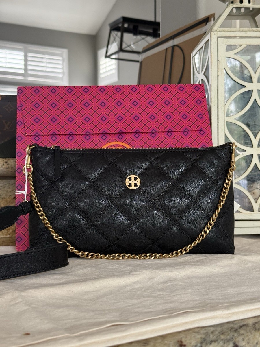 Tory Burch Willa Zip Leather Shoulder Bag in Black NWT | eBay