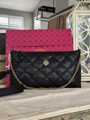 Tory Burch Willa Zip Leather Shoulder Bag in Black NWT