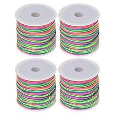 4 Rolls Nylon Beading Thread Knotting Cord 0.8mm 50 Yards Satin String, Colorful