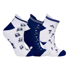 Surprizeshop Ladies 3 Pair Pack Golf Socks in Navy Blue & White Designs
