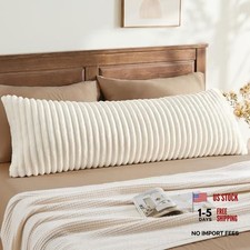 Cream White Faux Fur Body Pillow Cover - 54"x20" - Pack of 1