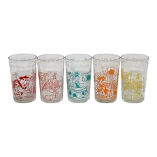 VINTAGE 1963 WELCH'S FLINTSTONES JELLY JAR JUICE GLASSES - SET OF 5