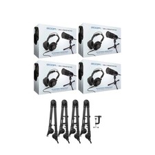 Zoom ZDM-1 4-Person Podcast Microphone Pack Boom Arm Bundle PRO