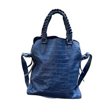 Falor Tote Bag Large Blue Croc Embo