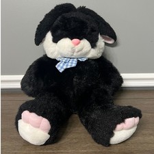 JCPenney Plush Bunny Rabbit Black White Pink Blue Gingham Bow Stuffed Animal