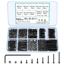 900 Pcs M2 Screws Bolts and Nuts Assortment Kit, Small Hex Socket Head Cap Screw