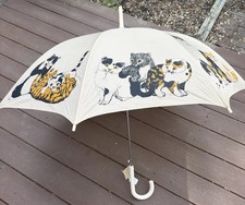 Cat Themed Vintage Umbrella, Light Color