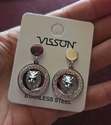 Visson Ohrringe 2 Paar Edelstahl silber Strass Hänger/Stecker