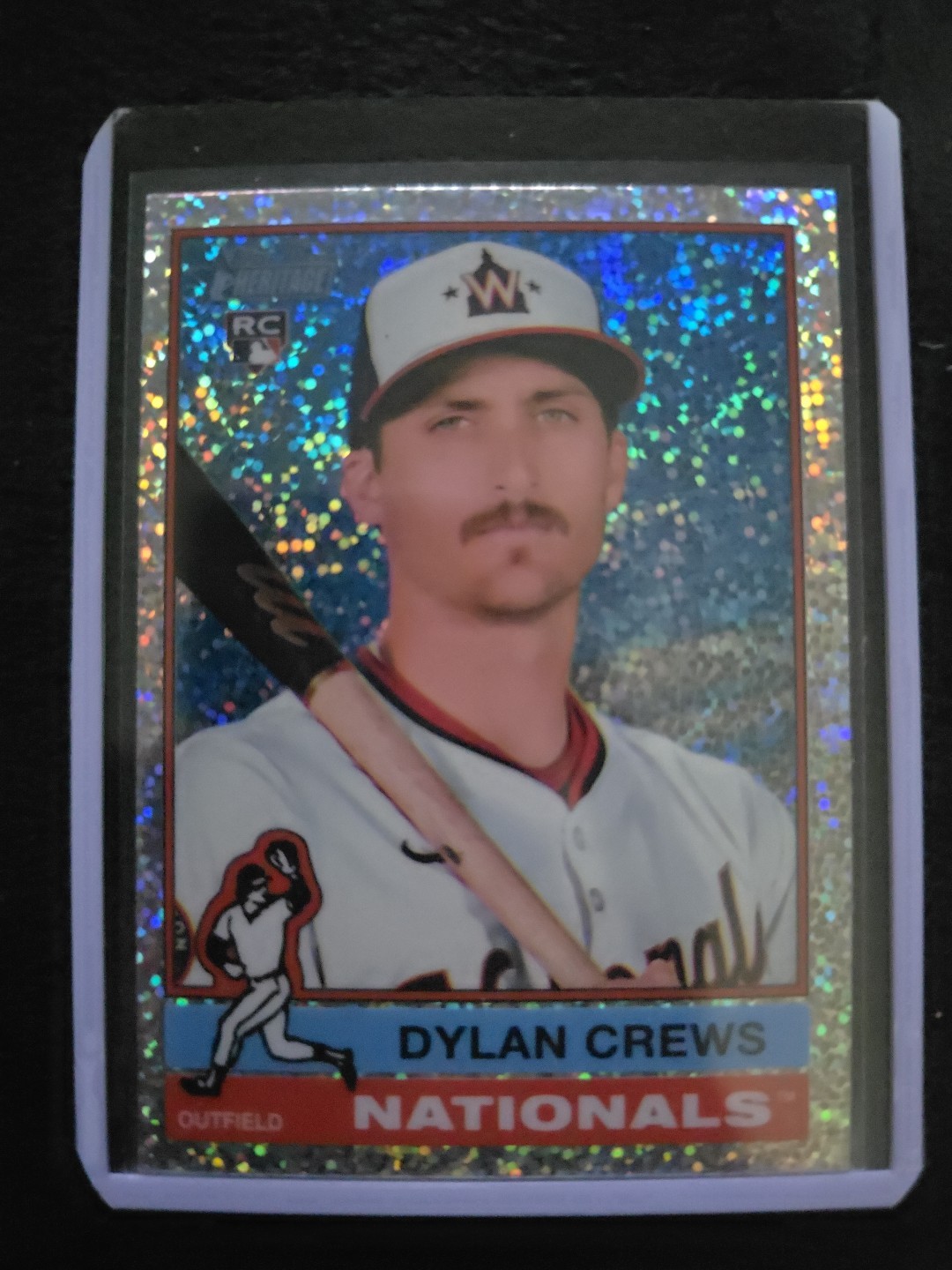 2025 Topps Heritage Dylan Crews RC Chrome Silver Sparkle SP #247 Nationals