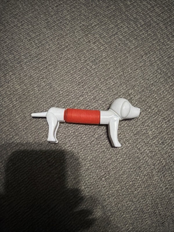 poptube Sausage Dog Sensory fidget toy White Dog Red Body