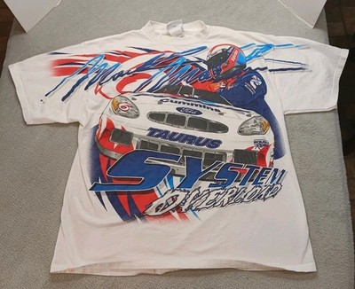 VTG Logo Athletic NASCAR Mark Martin All Over Print AOP Shirt Sz XL 100% Cotton 