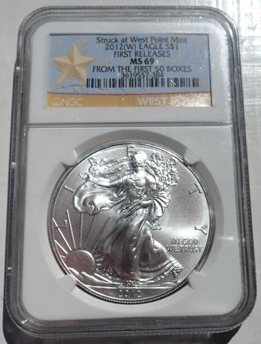 2012-W Silver Eagle Dollar 1 oz. First Releases NGC MS69 From The First 50 Boxes
