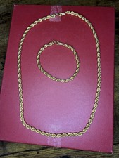 Vintage vergoldet Seil Halskette und Armband Set Retro Modeschmuck
