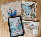 1930s beaded cottage  framed embroidered panels cottage garden florals