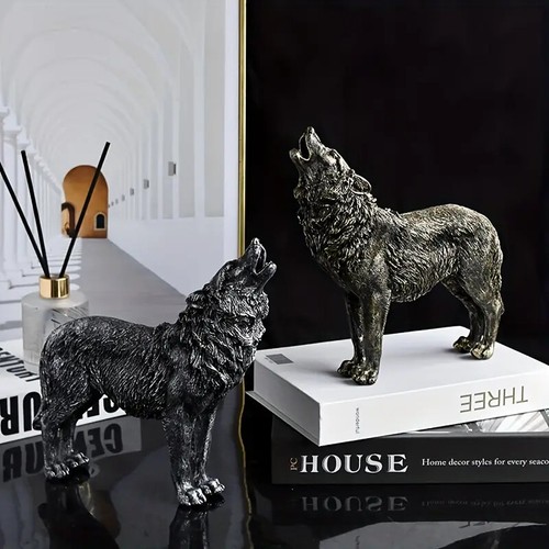 Deko Wolf Statue Skulptur Wolf Tier Figur Statue Wildhund Werwolf Haus Büro - Bild 4 von 9