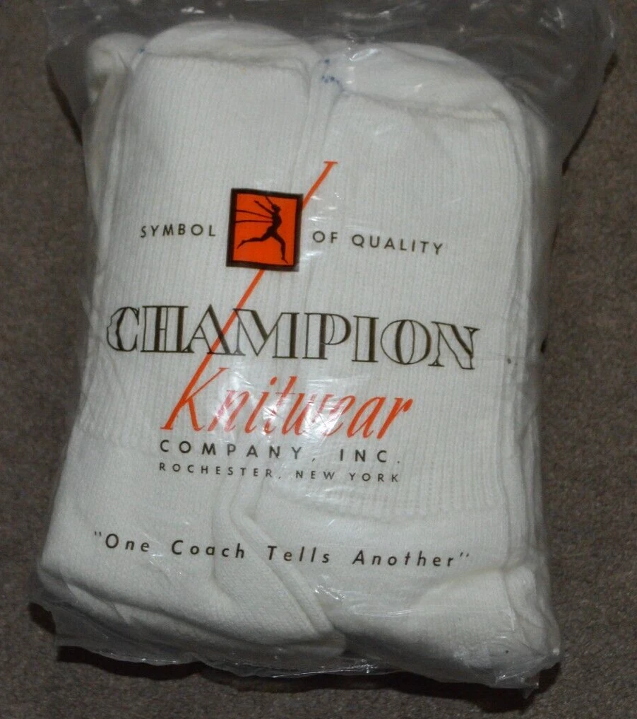 NEW Pack of 12 50s Champion Knitwear Nylon Wool Athletic Socks Running Man Logo