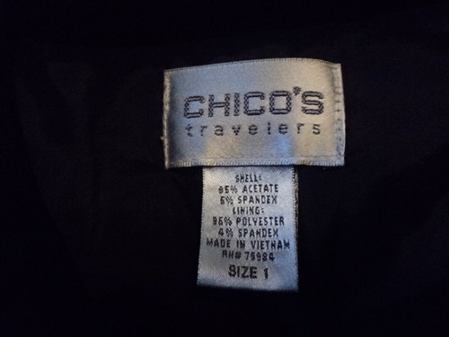 Chico's Women's Size 1 Small 8/10, Quilted Vest, Black, Zippered Front Closure - Picture 7 of 7