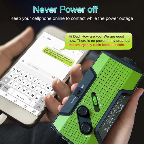 2000mAh Emergency Radio Crank Solar Hand Weather Power Bank Charger Flash Light - Picture 6 of 26