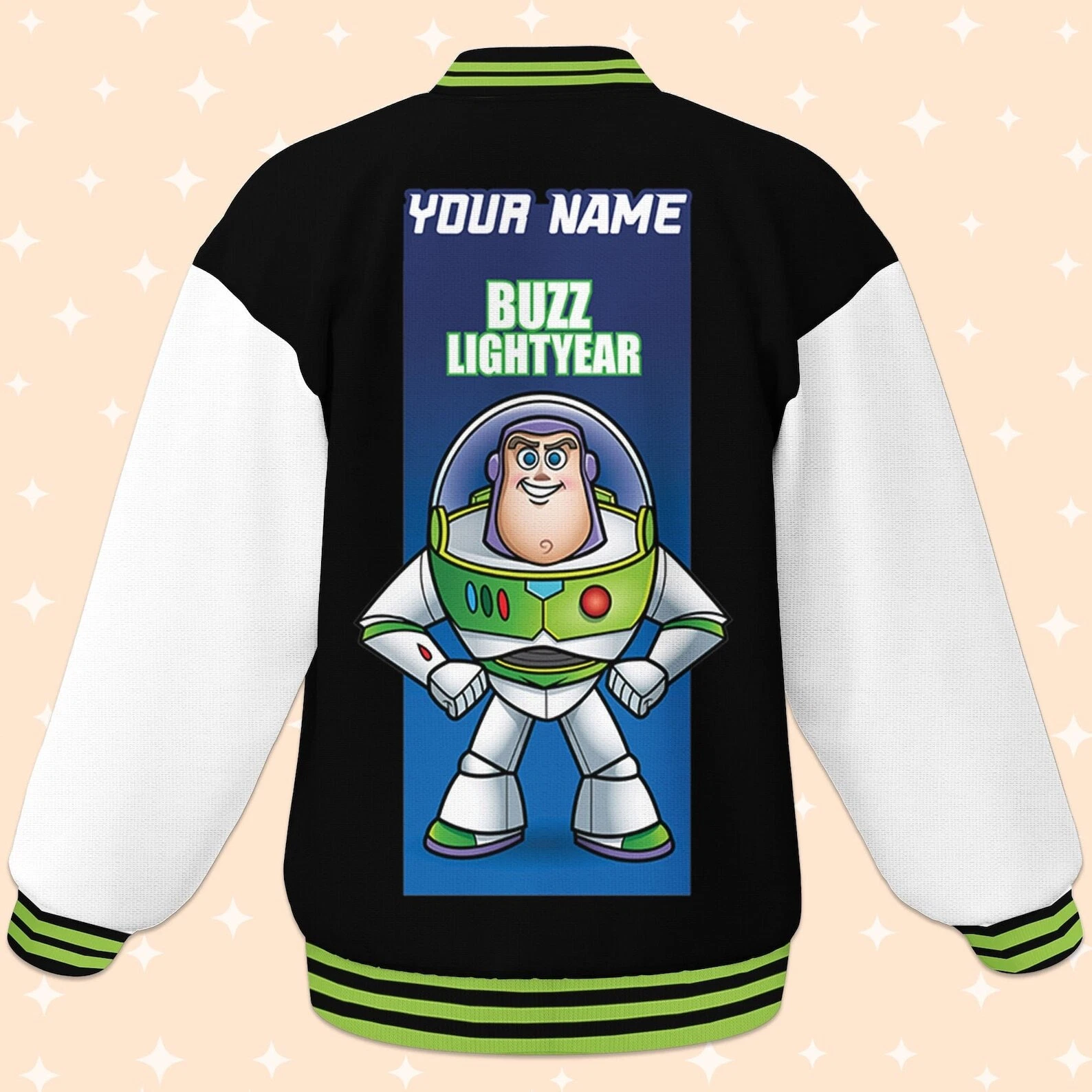 Custom Toy Story Buzz Lightyear Black Baseball Jacket, Adult Varsity Jacket