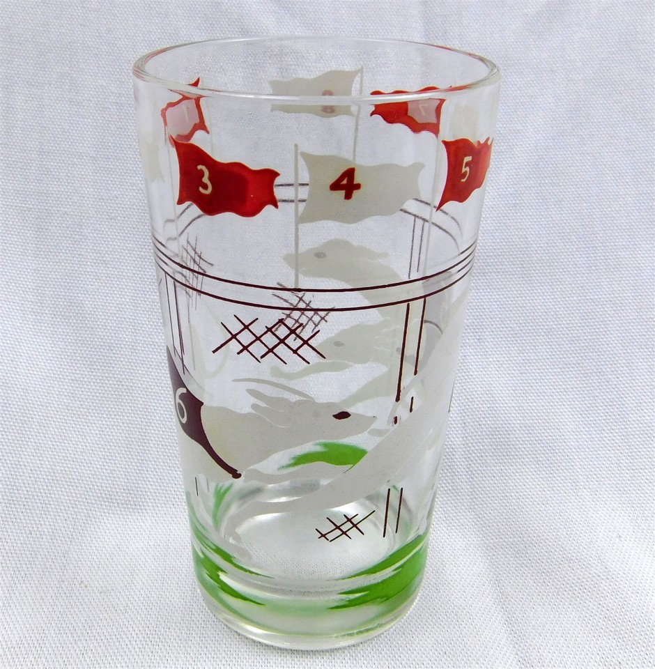Vtg Boscul Velvet Peanut Butter Greyhound Racing 6 Drinking Glass