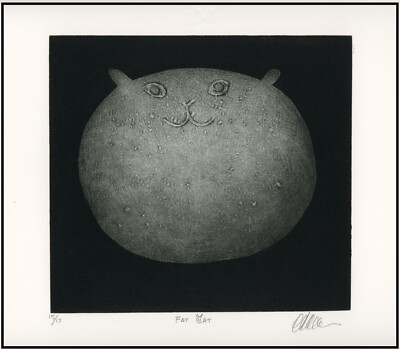 HAPPY FAT CAT Original MODERNIST MEZZOTINT Hand-Signed Numbered Limited Edition
