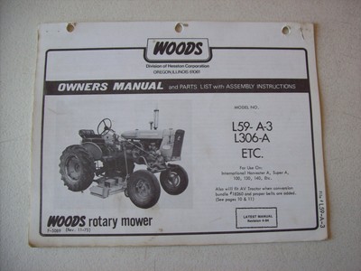 Original Woods L59 A 3 L306 A International A 100 130 Operators Parts Manual EBay