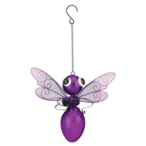REGAL ART & GIFT SOLAR LANTERN DRAGONFLY PURPLE OUTDOOR YARD GARDEN DECOR 11577 - Picture 2 of 3