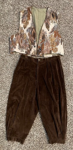 Men's 1700s Historical Colonial Man Costume Med Vest 40” Pants 32” Waist