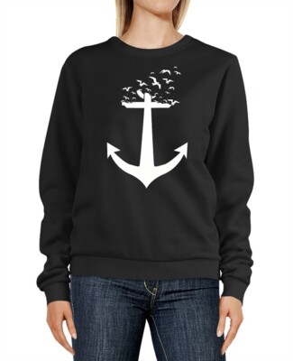 Sweatshirt Womens Print Print Trend Anchor Birds Crew Neck Jumper Sweater