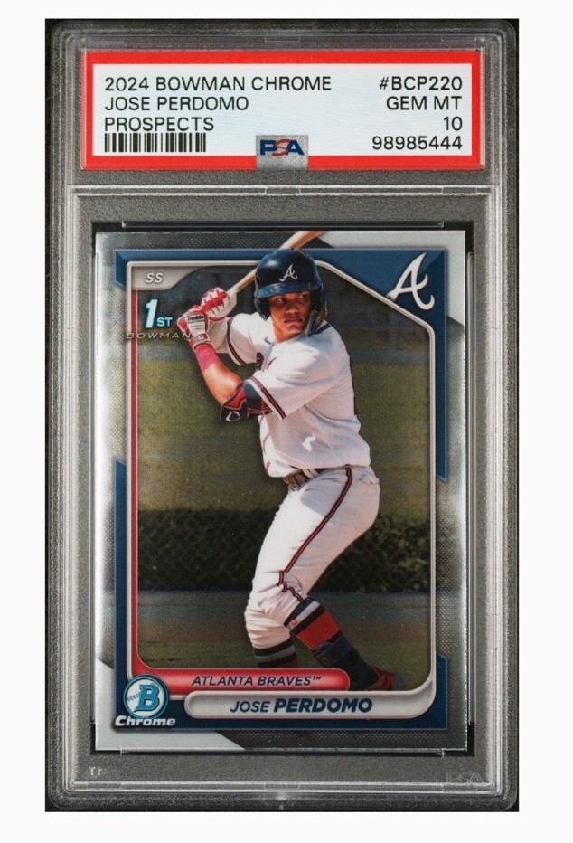 2024 Bowman Chrome Jose Perdomo 1st Prospect #BCP-220 Braves PSA 10 GEM