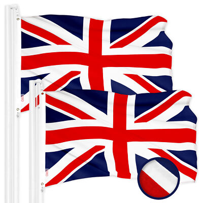 G128 2 Pack: UK United Kingdom Flag 3x5 Ft Embroidered 300D Polyester