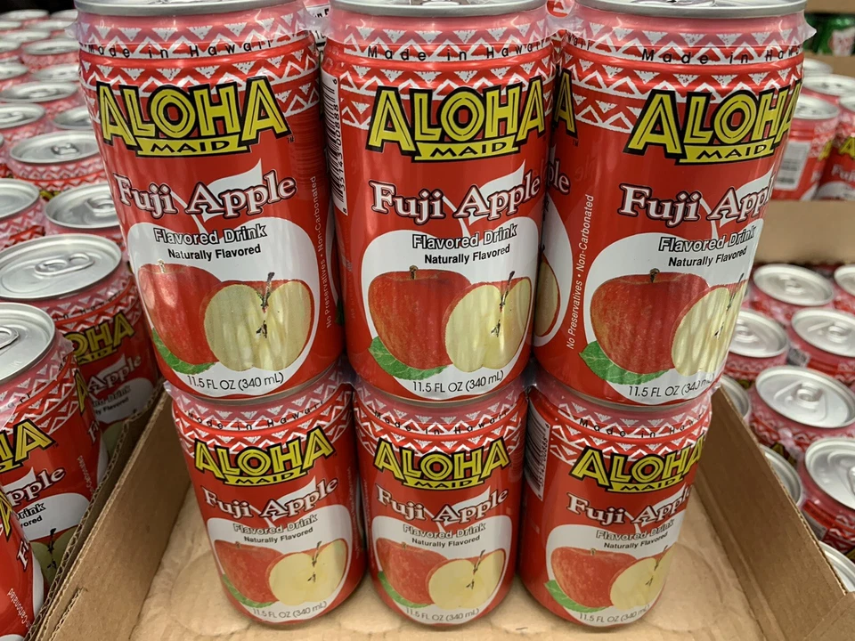 ALOHA MAID Fuji Apple Naturally Flavored Drink (Two 6 Pack of 11.5 oz Cans)