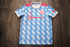 MANCHESTER UNITED AWAY FOOTBALL SHIRT 2021-2022 ADIDAS BLUE SIZE MENS LARGE