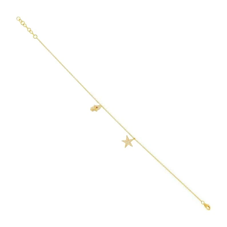 Tobilleras Fina 14k Oro Amarillo Zafiro