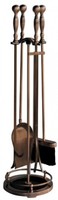 Uniflame, F-1372, 5pc Satin Copper Fireset With Ball Handles Uniflame, F-1372, 5pc Satin Copper Fireset With Ball Handles
