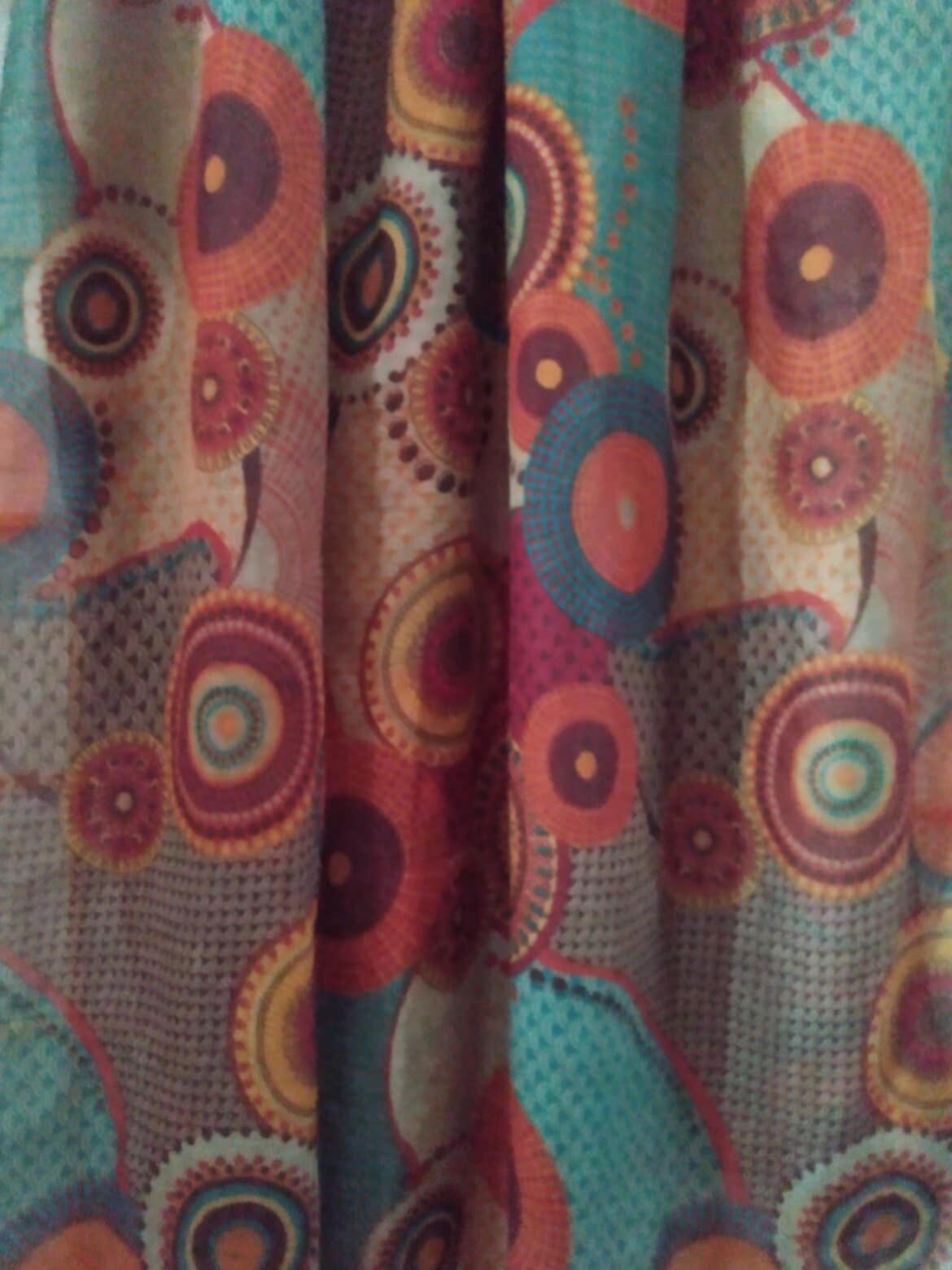 Large Multicolored Patterned Rectangular Shawl Sc… - image 3