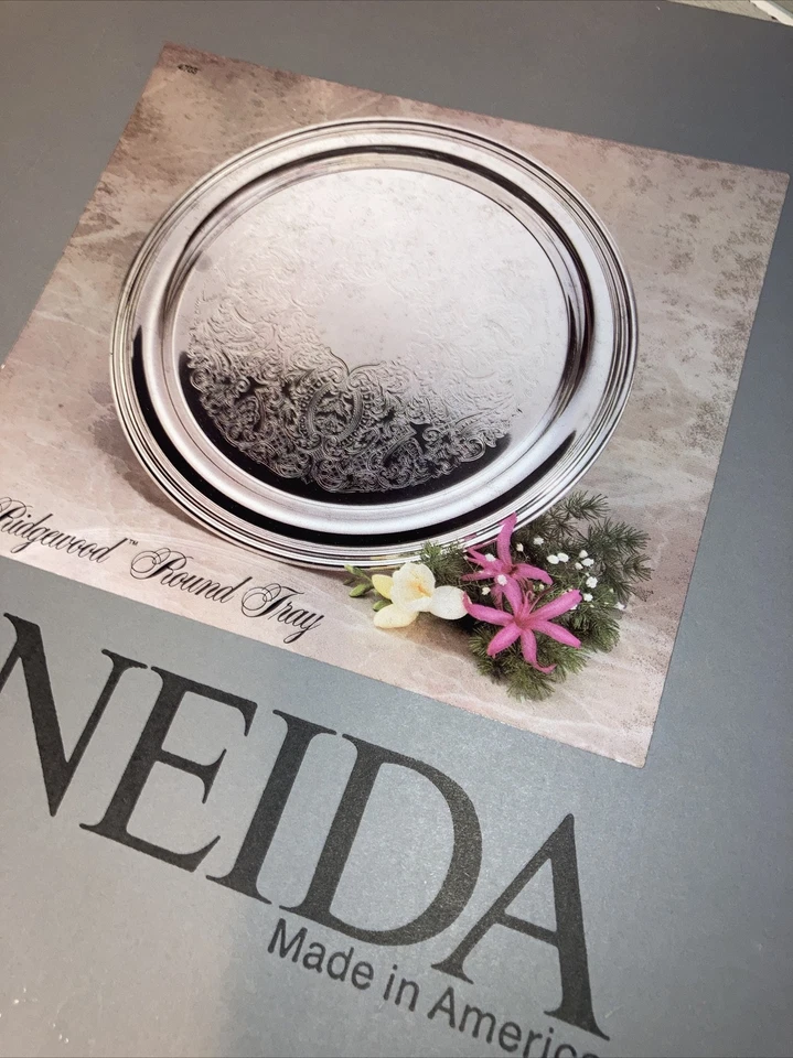Круглый поднос Oneida Silverplate Ridgewood 12,5 дюйма 82022512A сделано в 🇺🇸 - Изображение 2 из 4
