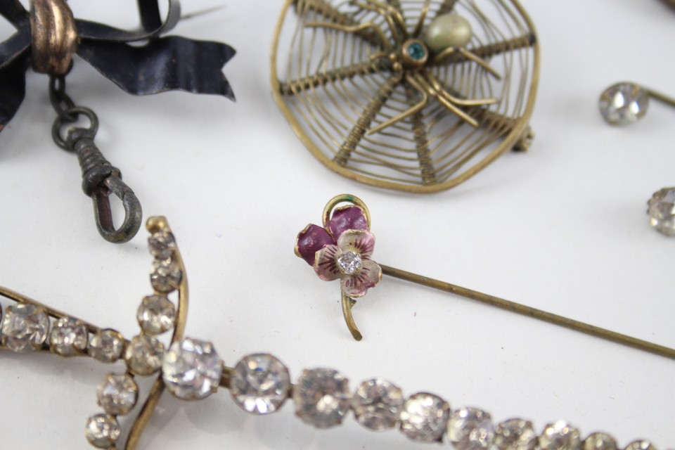 Antique Jewellery Commemorative Nanny Brooch Watch Chain Paste x 10 eBay