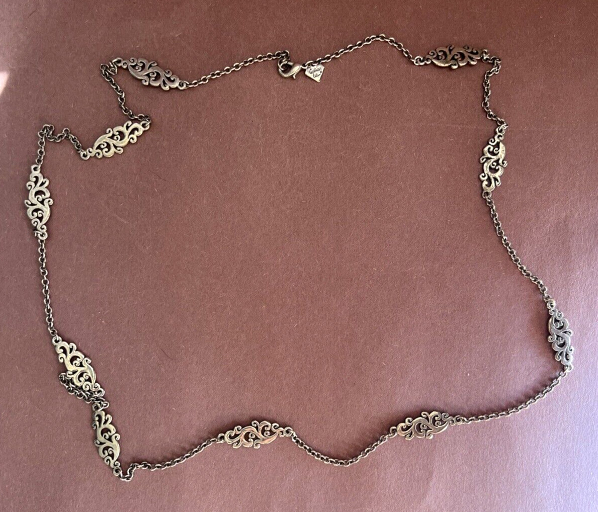 Cookie Lee Silver Tone Scroll Station Necklace 36… - image 2