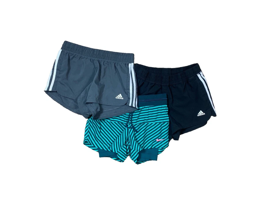 Womens Lot of 3 Athletic Running Shorts Size XS Nike & Adidas Green Gray Black - Image 2 of 3